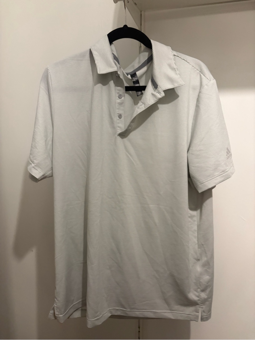 Light Gray Striped Adidas Golf Men's Polo Shirt